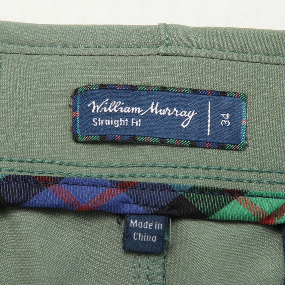 William Murray Pants Mens 34 Olive Green Straight Fit Golf Performance Stretch - Picture 8 of 16